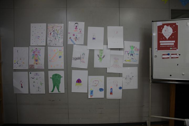 The drawings on the classroom wall, Tokyo